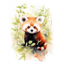 Raudonoji panda akvarelės meno plakato spaudinys drobės meno paveikslai svetainei ir vaikų miegamajam namų dekoras be rėmo tapyba 30cm×40cm NoFrame