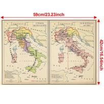 Italijos žemėlapio fonas – senovinis Italijos žemėlapis, sienų dekoras, namų dekoras, studijos, geografiniai įrankiai, turizmo / švietimo įrankiai style 1-A2-59*42cm beige