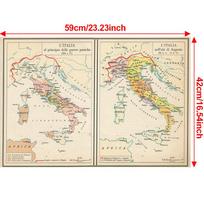 Italijos žemėlapio fonas – senovinis Italijos žemėlapis, sienų dekoras, namų dekoras, studijos, geografiniai įrankiai, turizmo / švietimo įrankiai style 5-A2-59*42cm