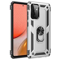 Šarvuotas smūgiams atsparus dėklas Samsung Galaxy A10 A20 A20E A30 A40 A50 A51 A70 A71 A72 A90 A81 A42 A10E A21S Magnetinis žiedinis stovas For Samsung A71 sidabras