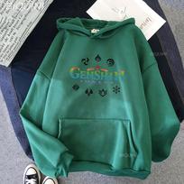 Genshin Impact Hoodie Žaidimo Anime Spausdinimas Laisvas Kišenė Septyni Elementai Harajuku Žieminiai Drabužiai Džemperis Korėjietiško Stiliaus XL blue