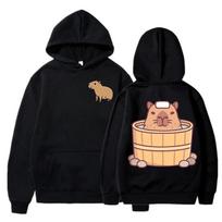 Kapibara Madingas Hoodie Moterims Vyrams Harajuku Megztiniai Capibara Gotikinis Džemperis Mange Mielas Hoody Animacinis su Gaubtu S black