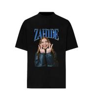 Madingas vokiečių dainininkės Zahide spaudinio marškinėlis trumpomis rankovėmis medvilninis oversized Merch marškinėlis Tik Tok Ins žvaigždės vyrams moterims Unisex juodi marškinėliai M black
