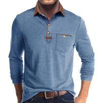 Vyriški ilgomis rankovėmis polo marškinėliai, laisvalaikio, slim fit, su Henley apykakle ir kišene, iš išmanaus mišinio, viršutiniai drabužiai 3XL gray