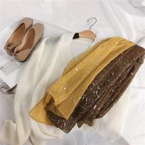 Spain Fashion Ombre Glitter Viscose Shawl Scarf Women Bling Bling Shimmer EMA beige