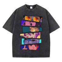 Vintažiniai skalbti Dandadan Japonų Anime Marškinėliai Vyrams Moterims Harajuku Animacinių Filmų Trumpomis Rankovėmis Oversized Marškinėliai M black