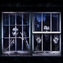 Helovino langų dekoracijos Moteriškas vaiduoklis Helovino langų siaubas Moteriško vaiduoklio lėlės užuolaidų komplektas Siaubas vakarėlio dekoravimui 80x120cm