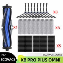 Tinka Ecovacs X8 Pro Omni priedams Pagrindinis šoninis šepetys HEPA filtras Šluostė Dulkių maišelis Atsarginės dalys