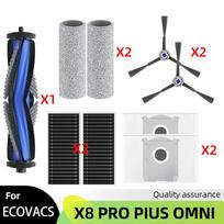 Tinka Ecovacs X8 Pro Omni priedams Pagrindinis šoninis šepetys HEPA filtras Šluostė Dulkių maišelis Atsarginės dalys gray