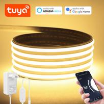 Aukščiausios kokybės tikro silikono neoninė LED juosta 24V Tuya išmanusis WiFi APP Alexa valdymas Lipni COB LED juosta - pjaustoma, atspari vandeniui 3M