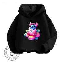 Animacinis printas Kirby Hoodie Naujas 2026 Karštas pardavimas Vaikams Paaugliams Berniukams Mergaitėms Ruduo Žiema Mada Atsitiktinis Madingas 140 black
