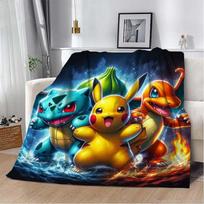 Pokemon Animacinis Anime Flanelinis Antklodėlis Pikaču Figūrėlės Namų Sofos Pietų Pertraukos Antklodės Vaikams Studentų Antklodės Snauskojimo Užvalkalas Vaikams 40x50in