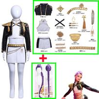 Anime K-POP Demonų medžiotojai Vaikams Mergaitėms Cosplay Kostiumas Rumi Zoey Mira Vaiko Vaidmenų žaidimo Apranga Vakarėliui Juodas Auksinis Blizgus Uniforma 140cm&KPop Demon Hunters black