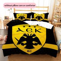 AEK Futbolo Klubo Raštas Patalynės Antklodės Komplektas Namų Dekoras Dovana (1 * antklodės užvalkalas + 2 * pagalvės užvalkalai be šerdies) 135x200cm yellow