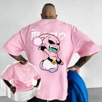 Dragon Ball Animation Goku Printed Shortsleeved 2026 Summer Loose Sporty Mens and Womens Fashionable Roundneck Tshirts S pink