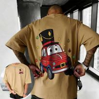 202526 Summer Disney Cars Lightning McQueen Cartoon Pattern 100 Cotton Printed Tshirt Comfortable Breathable Mens Clothing M brown