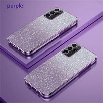 Prabangus gradientinis blizgantis dengtas dėklas, skirtas Samsung Galaxy S24 S22 S21 S23 Ultra FE Note 20 10 S10 S20 Plus, silikoninis apsauginis dangtelis Samsung S24 Plus violetinė