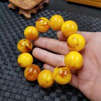 20 mm gintarinės geltonos spalvos vyriškas bičių vaško senas medaus vaško gintaro apyrankės ant riešo apvalūs / statinės formos karoliukai rankų eilė rankinė apyrankė tinka 15-25 cm nemokama madingos apyrankės yellow
