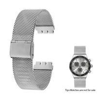 Swatch IRONY YAS112 /YGS749 vyriškam laikrodžiui Smulkus plieninis pintas tinklelio dirželis Grandinėlė YIS YVS serijos Metalinė apyrankė 17mm 19mm 20mm 21mm 17mm gray