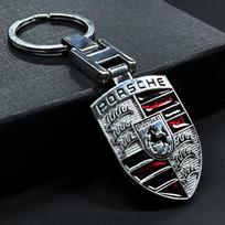 Metaliniai automobilio ženkleliai Raktų pakabukas Raktų žiedas Dekoracija Pakabukas Porsche Cayenne Panamera Macan 911 718 Taycan Boxster Cayman 918 Pajun sidabras