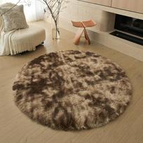 Šachmatinis apvalus pūkuotas šeriuotas kilimas minkštas ilgo plauko kilimas miegamajam svetainei languotas zoninis kilimas vaikų kambariui apvalus kilimėlis Diameter60cm kava