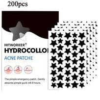 200/400 vnt. Juodi spuogų pleistrai nuo spuogų, mieli ir nematomi, mielos žvaigždutės formos spuogų dangteliai, lipdukai, grožis-sveikata, odos priežiūra 2025 black