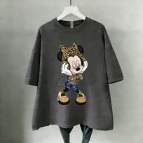2026 m. vasaros Mikė ir Minė pelės marškinėliai moterims vyrams Disney spaudinys trumpos rankovės laisvalaikio laisvi vintažiniai gatvės stiliaus madingi grafiniai marškinėliai L black