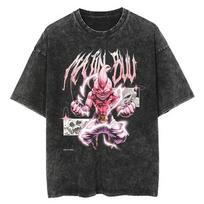 Dragon Ball Z Vaikas Buu (Majin Buu) Vintažiniai skalbti oversized marškinėliai | Unisex gatvės aprangos viršus XL black