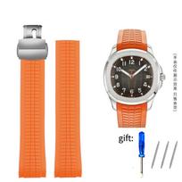 Vyriškas apyrankės silikoninės gumos laikrodžio dirželis Patek laikrodžiui Aquanaut Philippe serijai 5164a 5167a drugelio sagtimi 21mm 21mm gray