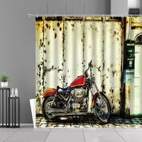 Retro motociklų dušo užuolaidos Klasikinis lenktyninio automobilio raštas Vandeniui atspari vonios užuolaida Ekstremalaus sporto menas Namų dekoras Sieninė drobė W60H190(CM)-1 Pcs
