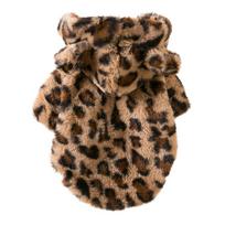 Šiltas vilnos šunų džemperis-paltai Žieminiai augintinių drabužiai mažiems šunims Prancūzų buldogų šuniukams Leopardinio rašto striukė Jaukus šuniukas M rožinė