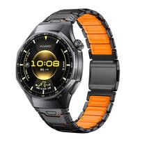 22mm prabangus titano silikoninis dirželis Huawei Watch GT6 Pro/Watch 5 46MM/GT4 metalinis sportinis dirželis Watch4 Pro/Watch Ultimate Business for garmin band Magnetic Buckle &A oranžinė