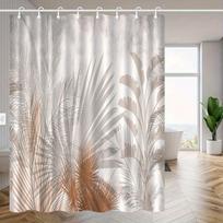 Palmių Lapų Meno Dušo Užuolaida – Elegantiškas Botaninis Dizainas, Patvarus Poliesteris Su Kabliukais, Skalbiamoji Mašinoje Vonios Dekoras W90H165(CM)-1 Pcs white