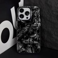 Anglies Pluošto Rašto Dažytas Telefono Dėklas iPhone 16,15,14,13,12,11,8,7,Pro,Max,Plus,Mini,XS,SE Atsparus Kritimui Juodas Matinis Kietas iPhone14promax