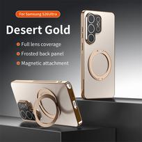 Magnetinis žiedas Besisukantis magnetinis stovas Telefono dėklas, skirtas Samsung S26 S25 Plus FE S24 Ultra Pilna objektyvų apsauga Neslystantis rėmelio dangtelis Galaxy S25+ gray