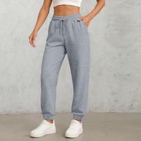 Womens High Waist Jogger Sweatpants with Elastic Drawstring Waistband and Pockets for Casual Lounge Workout Wear XL šviesiai pilka spalva