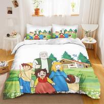 Heidi Patalynės Komplektas Anime, Namų Miegamojo Komfortas Nordic Poliesterio Medžiaga, Tinka Vaikams Ir Suaugusiems, 3 Dalių Komplektas 135x200cm
