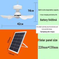 Lauko saulės energija maitinamas lubinis ventiliatorius su nuotolinio valdymo pultu ir LED šviesa orange