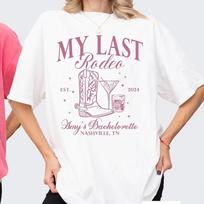 Individualus paskutinio rodeo mergvakario marškinėlis Mergvakario marškinėlis nuotakai Juokingas unisex viršus Hip Hop gatvės drabužiai Dydelis T-shirt M white
