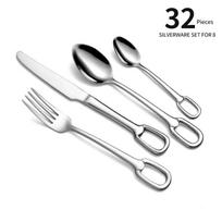 European Style Luxury Tableware Set Knife 32Pcs Creativity For k Ladle Food Grade Stainless Steel Tableware Elegant Dinnerware Hangable Design gray