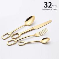 European Style Luxury Tableware Set Knife 32Pcs Creativity For k Ladle Food Grade Stainless Steel Tableware Elegant Dinnerware Hangable Design