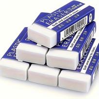 6pcs Soft and Easy To Clean 2B Plastic Eraser - Perfect for Art and Craft Projects, Production Supplies | Smooth Texture white