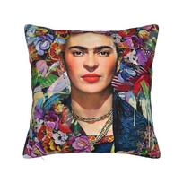 F-Frida K-Kahlo Pagalvės užvalkalas Poliesterio Pagalvės užvalkalas Dekoras Meksikos Menininkės Pagalvės užvalkalas Namų Užtrauktukas 45*45cm Peach skin 18*18(CM)-1Pcs