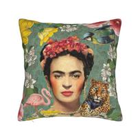 F-Frida K-Kahlo Pagalvės užvalkalas Poliesterio Pagalvės užvalkalas Dekoras Meksikos Menininkės Pagalvės užvalkalas Namų Užtrauktukas 45*45cm Peach skin 18*18(CM)-1Pcs beige