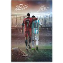 Messi Ronaldo Gobeleno Plakatas Sienos Menas Drobė 100X70CM gray