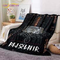 Šiaurės vikingų Odino Valhalos Valknut minkšti pledai, šildantis metamas pledas, patogus pledas iškylai, lovoms, sofai, namų miegamajam 100X130CM gray