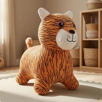 Minkšta sūpynė-šokinėklė vaikiško dydžio šokinėjantis gyvūnas žaislas su tekstiline danga vaikams Geltonas Tigras Striped Tigger