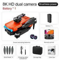 New K102 Max Mini Drone 8K HD Camera Optical Flow Drones Aerial Photography Quadcopter 360° Intelligent Obstacle Avoidance 5G WIFI FPV Dron RC Toy UAV 8K+2 batteries oranžinė