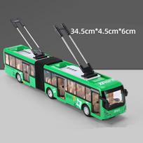 Elektrinis turistinis žaislas Kelio be bėgių autobusas Lydinio keleivinio automobilio modelis Metalo dviejų sekcijų miesto autobuso modelis Garsas Šviesa Vaikų dovanos black