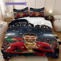 Ronaldo Šlovė: Džersio Triumph patalynė (1 * antklodės užvalkalas + 2 * pagalvės užvalkalai, be šerdies) Kalėdinė gimtadienio dovana Patalynės komplektas Minkštas ir patogus 135x200cm